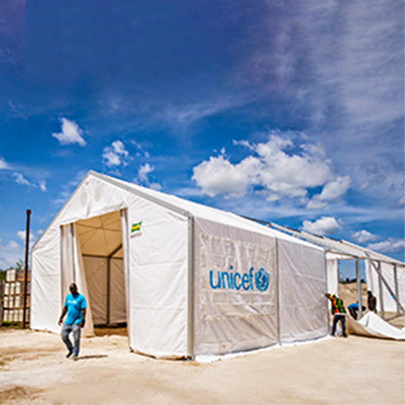 IFRC/ICRC/WFP/IOM štandardné 6,5 x 8 m prenosné stanové mobilné úložné jednotky (MSU)