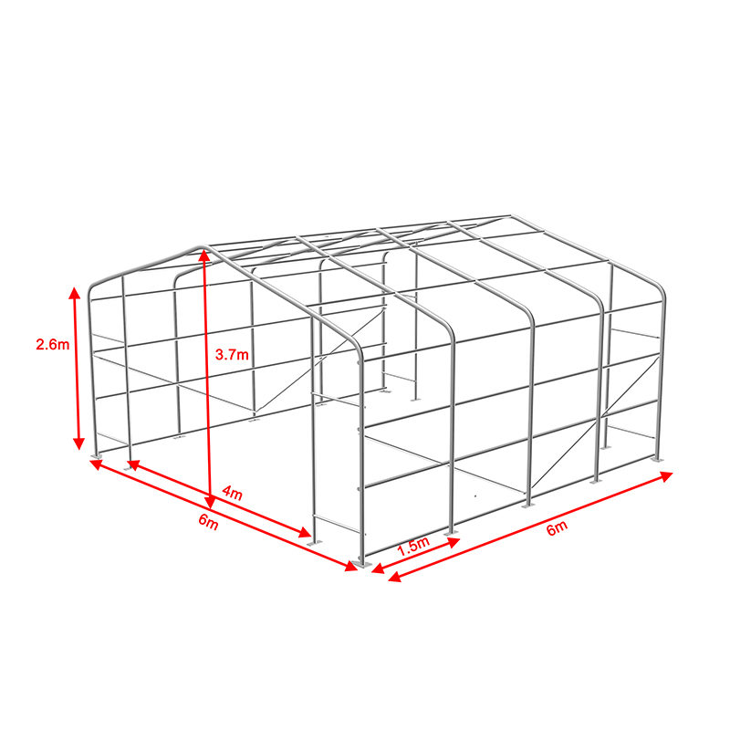6X6 2,6 m bočná výška Plne pozinkovaný oceľový rám Hala dočasného skladu
