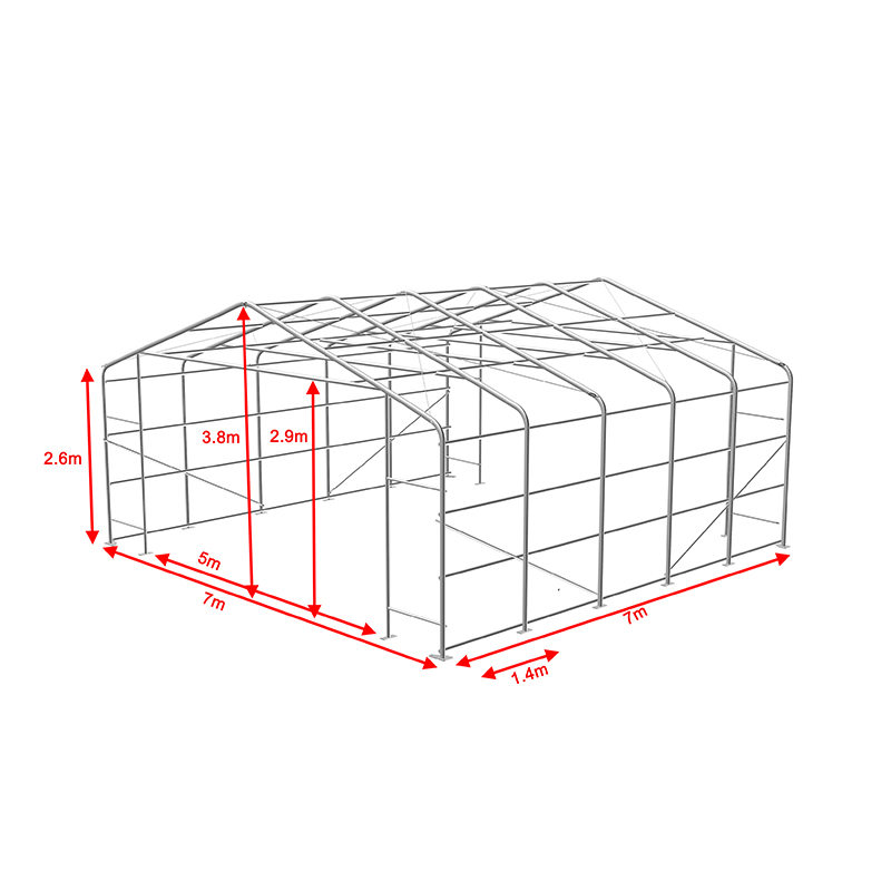 7x7 2,6 m Sideheight Priemyselný a komerčný sklad Tieniaci stan Prenosná stanová hala