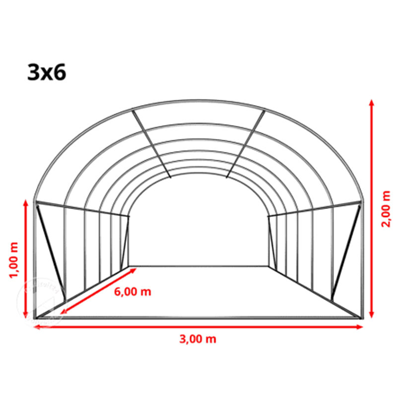 3x6x2m Weatherguard Okrúhly skleník a polytunel