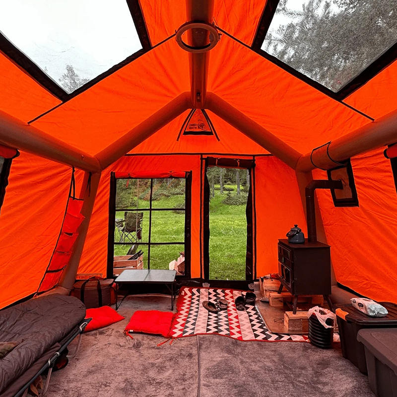 Ohňovzdorný a antibakteriálny nafukovací kempingový stan Glamour pre 8 až 10 osôb