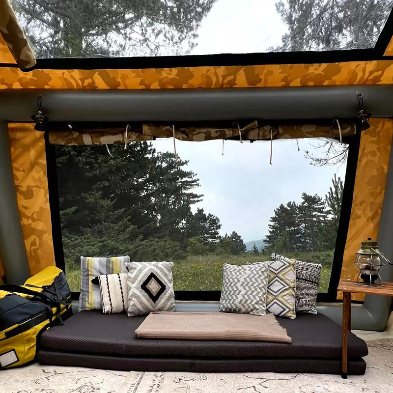 Panoramatický nafukovací kempingový stan pre 8-10 osôb
