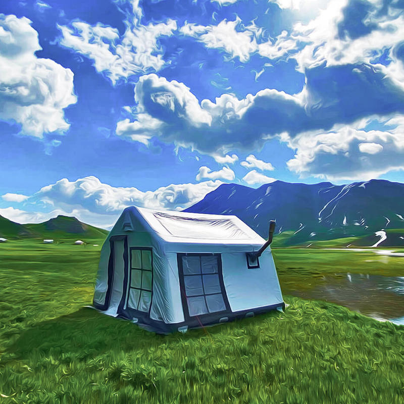 Panoramatický nafukovací kempingový stan pre 8-10 osôb