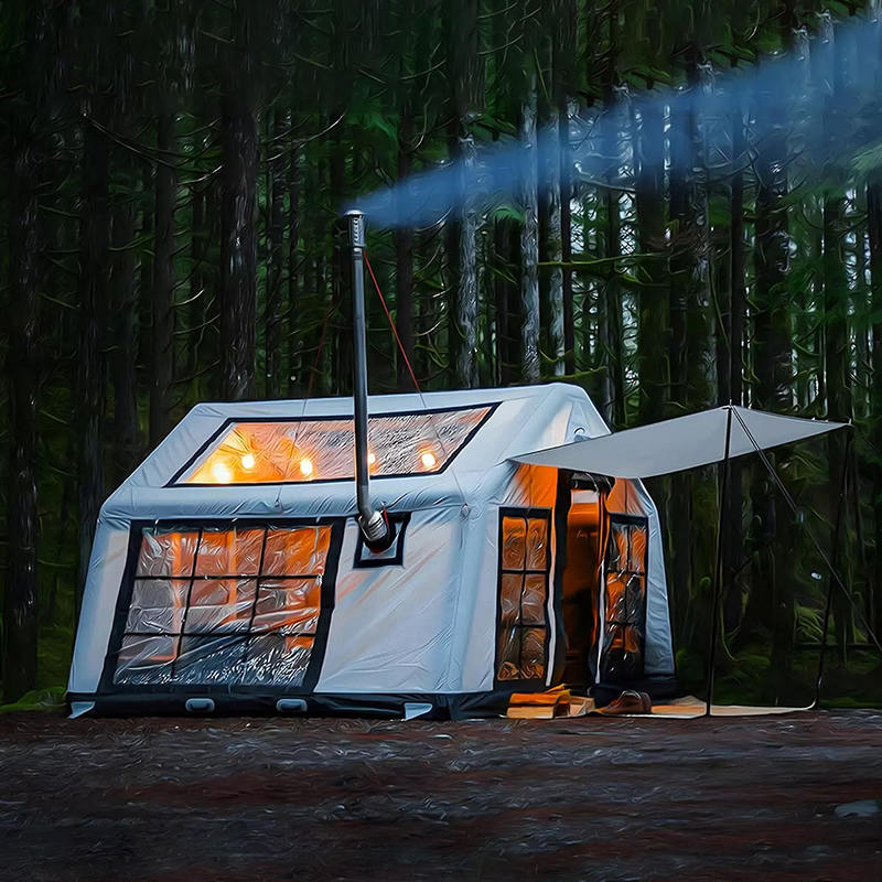 Panoramatický nafukovací kempingový stan pre 8-10 osôb