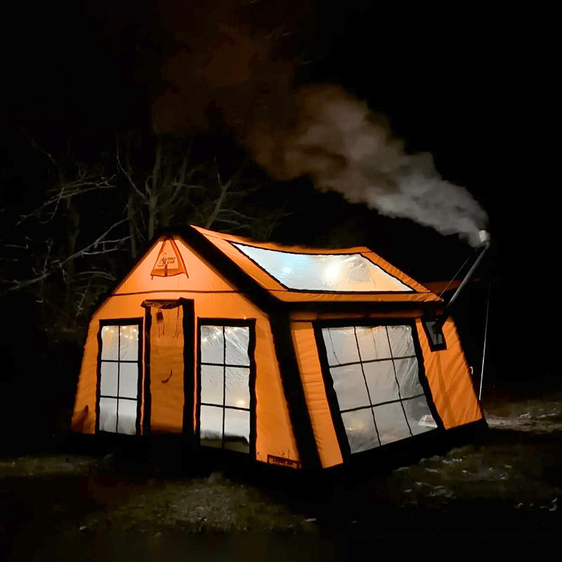 Panoramatický nafukovací kempingový stan pre 8-10 osôb