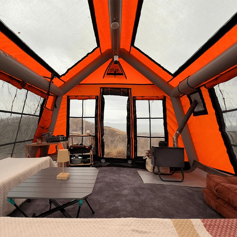 Panoramatický nafukovací kempingový stan pre 8-10 osôb