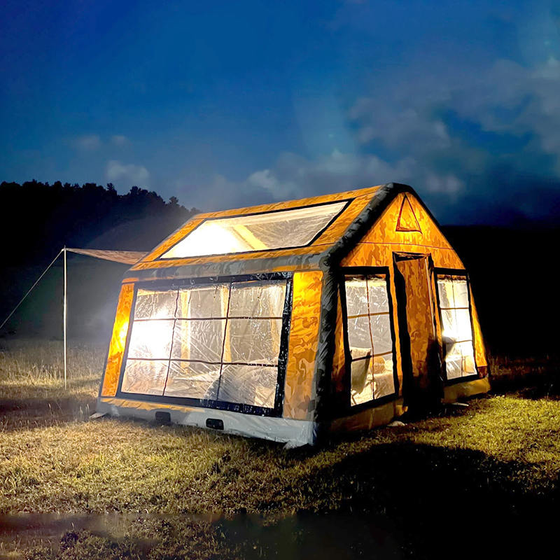 Panoramatický nafukovací kempingový stan pre 8-10 osôb