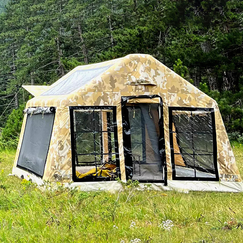 Panoramatický nafukovací kempingový stan pre 8-10 osôb