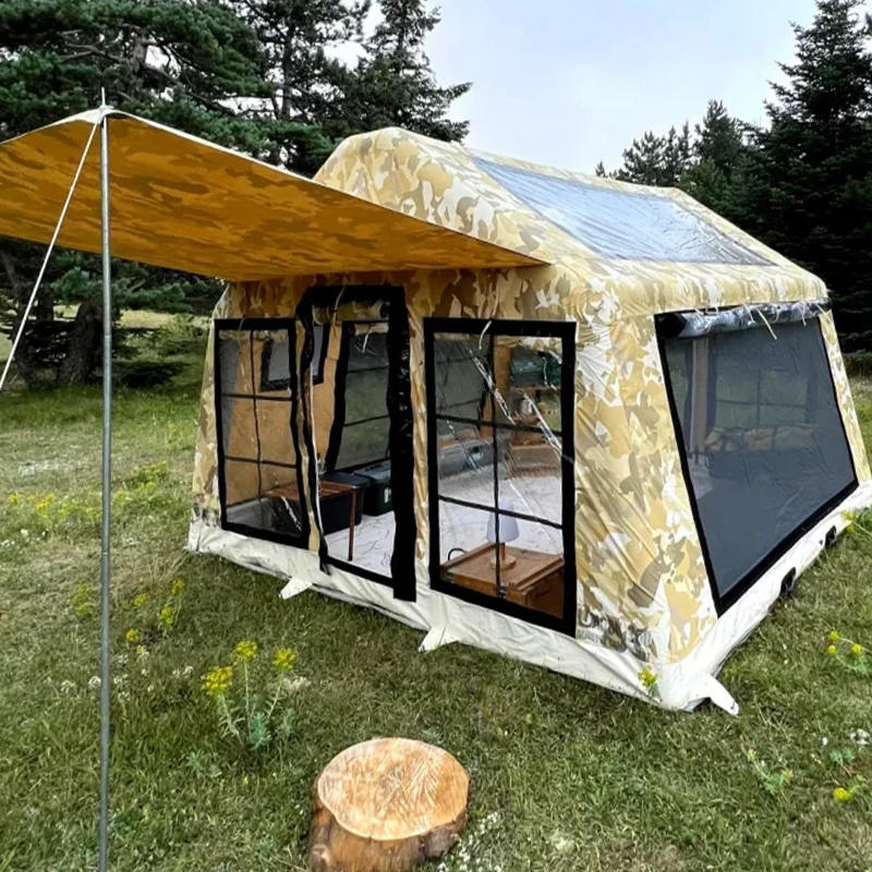 Panoramatický nafukovací kempingový stan pre 8-10 osôb