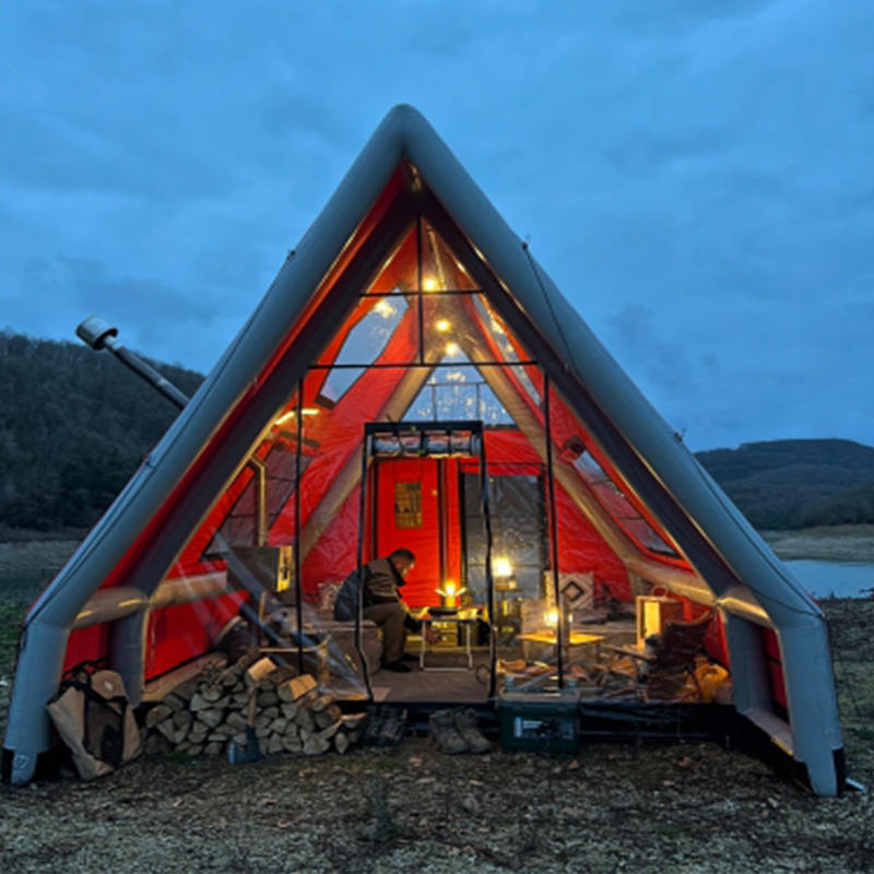 Štvorsezónny vodotesný nafukovací vzduchový stan pre 8-10 osôb na kempovanie